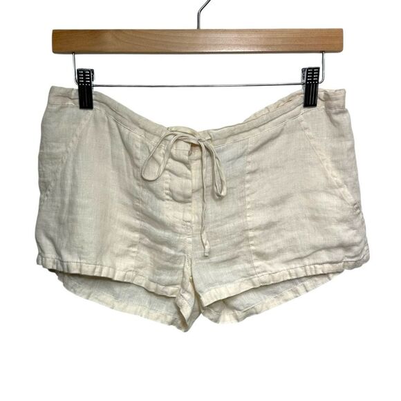 Vintage Acrobat Ivory Micro Mini Linen Shorts, XS - Picture 1 of 5